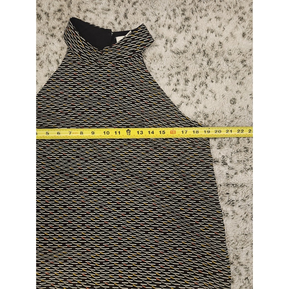 White House Black Market SZ 10 Black Multicolor Halter Blouse Sleeveless Lined - Picture 8 of 10